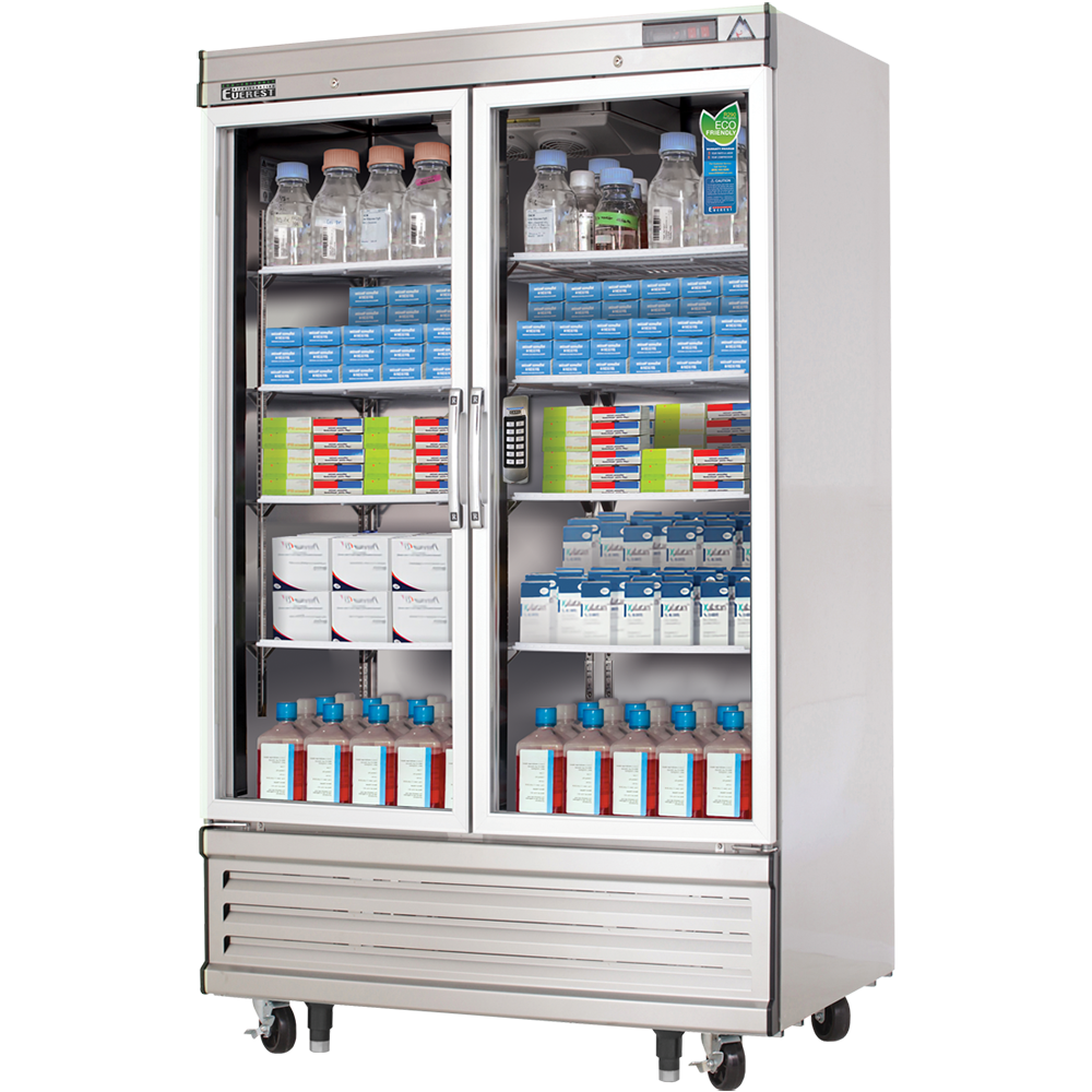 Everest Refrigeration EBGR2-LAB 2 Glass Door Laboratory Refrigerator, 54 1/4"
