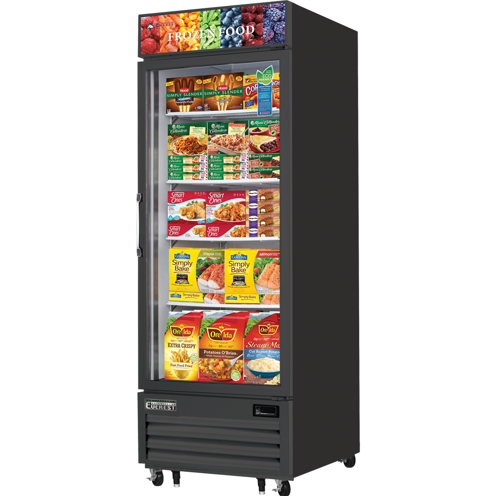 Everest Refrigeration EMGF23B 1 Glass Door Freezer, 23 cu ft - Black Exterior