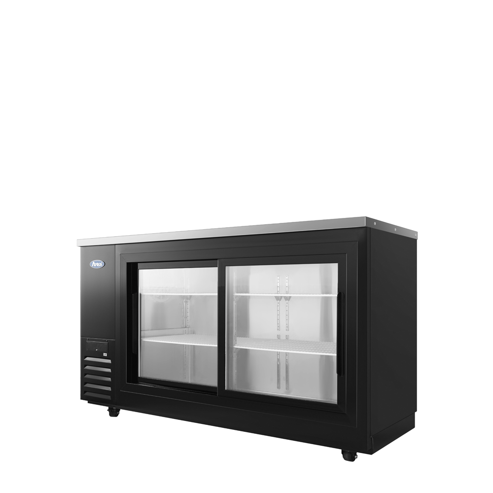 Atosa SBB69SGGRAUS2 69" Back Bar Cooler w/ Sliding Glass Door Shallow Depth (Black Exterior)