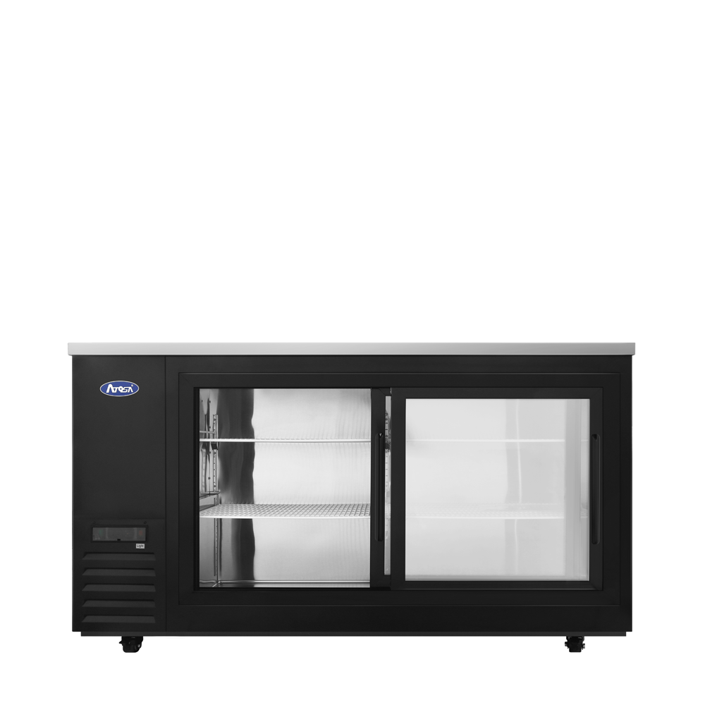 Atosa SBB69SGGRAUS2 69" Back Bar Cooler w/ Sliding Glass Door Shallow Depth (Black Exterior)