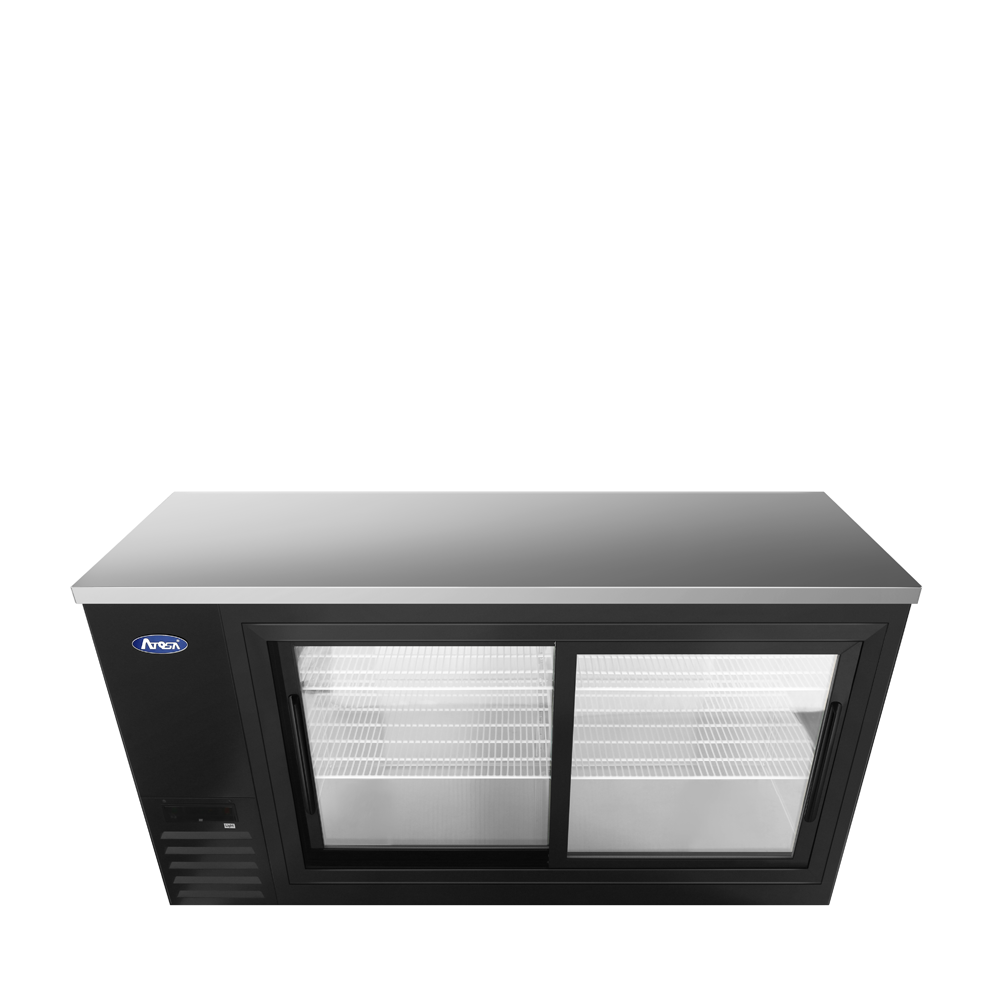 Atosa SBB69SGGRAUS2 69" Back Bar Cooler w/ Sliding Glass Door Shallow Depth (Black Exterior)