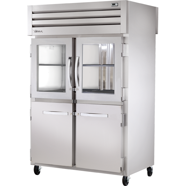 True STG2RPT-2HG/2HS-2S-HC Pass-Thru Combination Half Front/Solid Rear Swing Doors Refrigerator