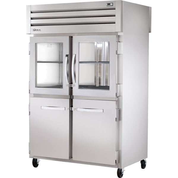 True STR2RPT-2HG/2HS-2S-HC Pass-Thru Combination Half Front/Solid Rear Swing Doors Refrigerator