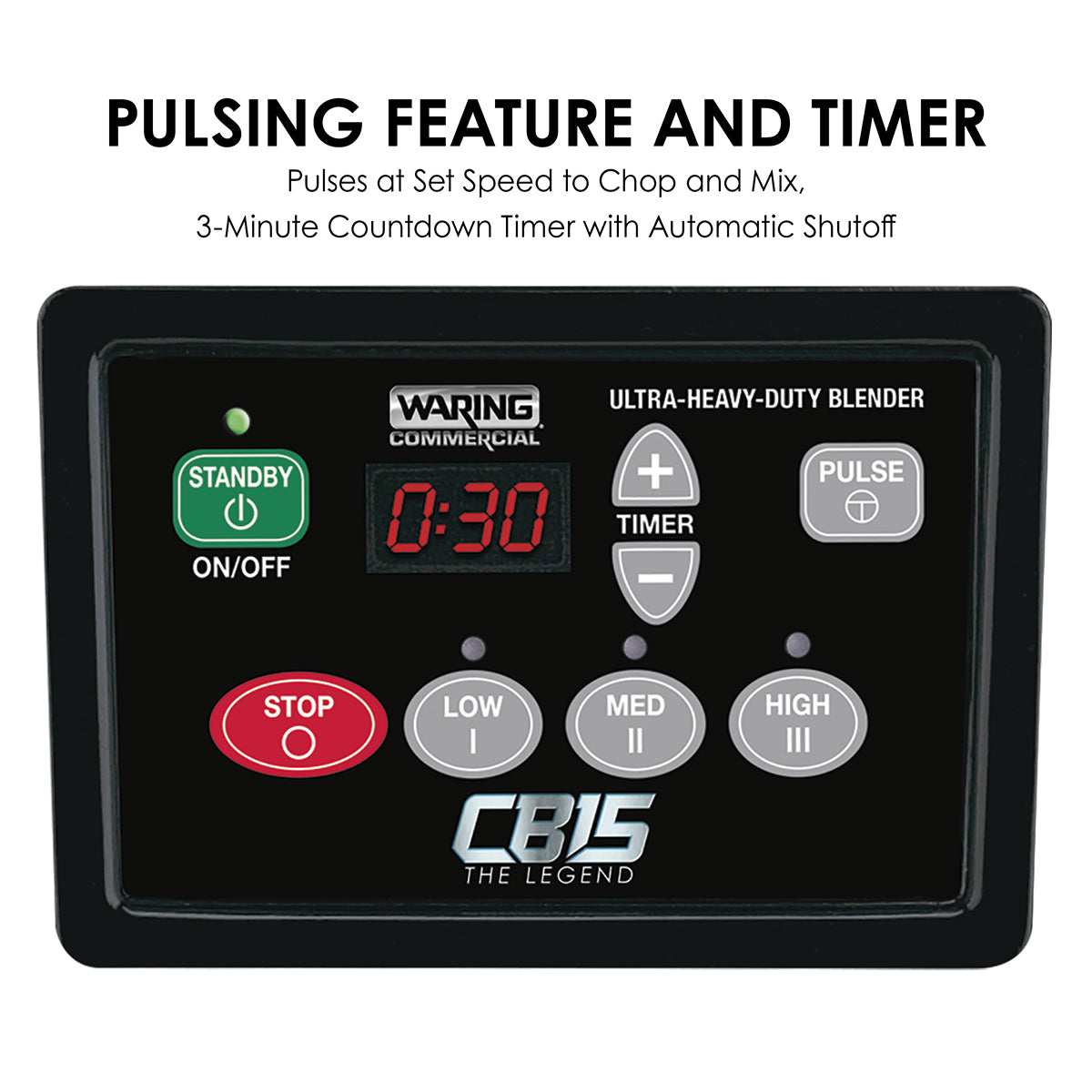 Waring CB15T 3.75 HP Blender, 1 Gallon, Electronic Touchpad Controls, Timer with Stainless Steel Container