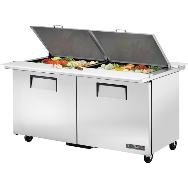 True TSSU-60-24M-B-DS-ST-HC Dual Sided Mega-Top Solid Door Sandwich/Salad Unit