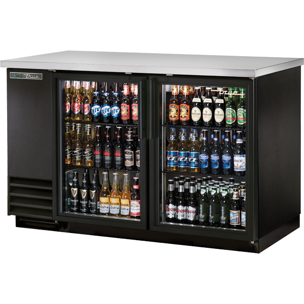 True TBB-2G-HC-LD Glass Swing Door Back Bar Cooler with LED Lighting