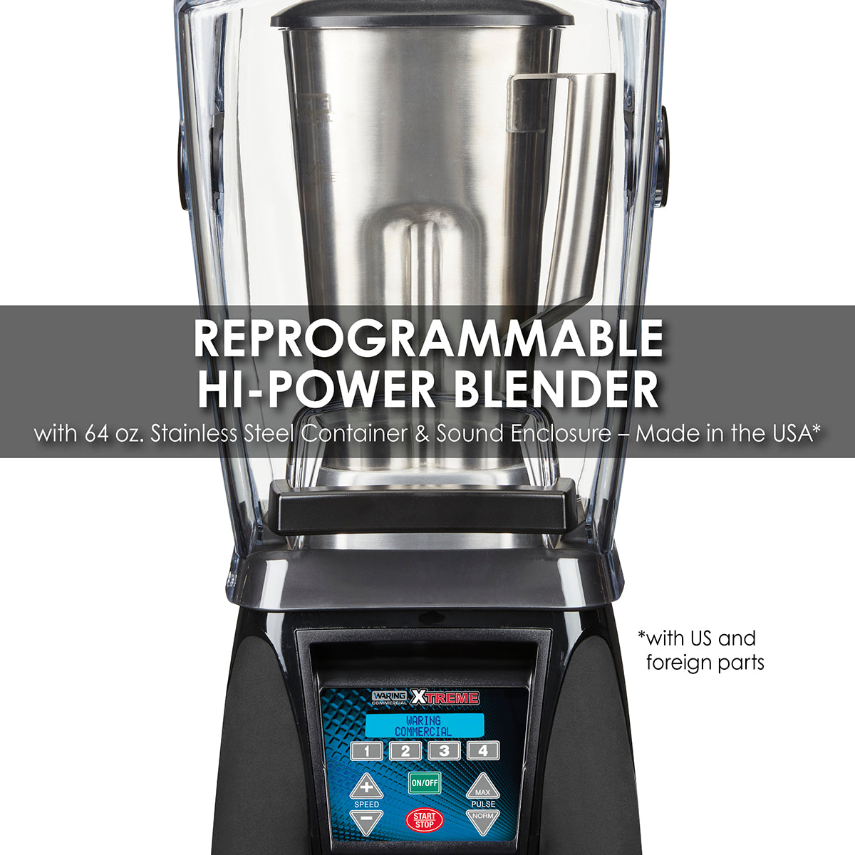 Waring MX1500XTS 3.5 HP Blender w/ LCD Display, Programmable, 64 oz. Stainless Steel Container & Sound Enclosure