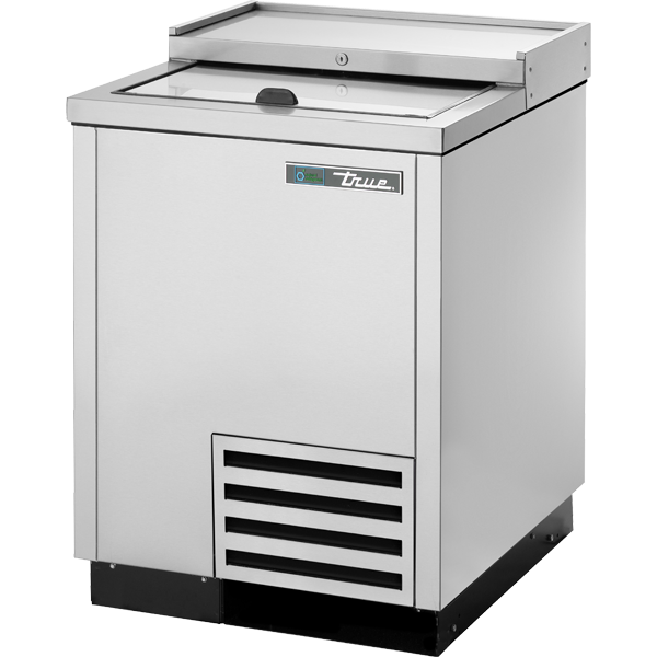 True TD-24-7-S-HC Solid Slide Lid Stainless Steel Deep Well Horizontal Bottle Cooler