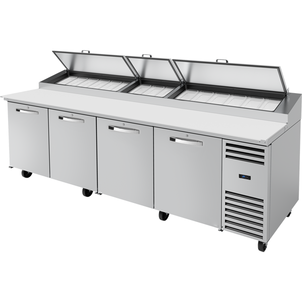True TPP-AT-119-HC~SPEC3 Solid Door Pizza Prep Table with Angled Top Spec Package 3
