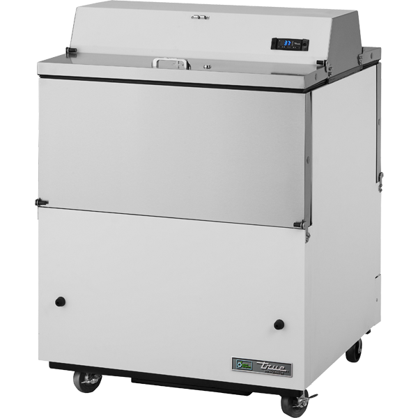 True TMC-34-DS-SS-HC Dual Sided Milk Cooler White and Stainless Steel Exterior/Stainless Steel Interior