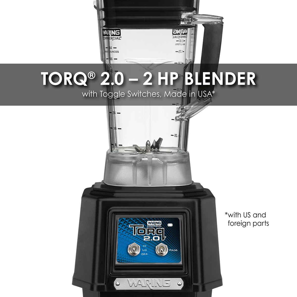 Waring TBB145P6 2 HP Blender, Toggle Switches, with 64 oz. BPA-Free Copolyester Container
