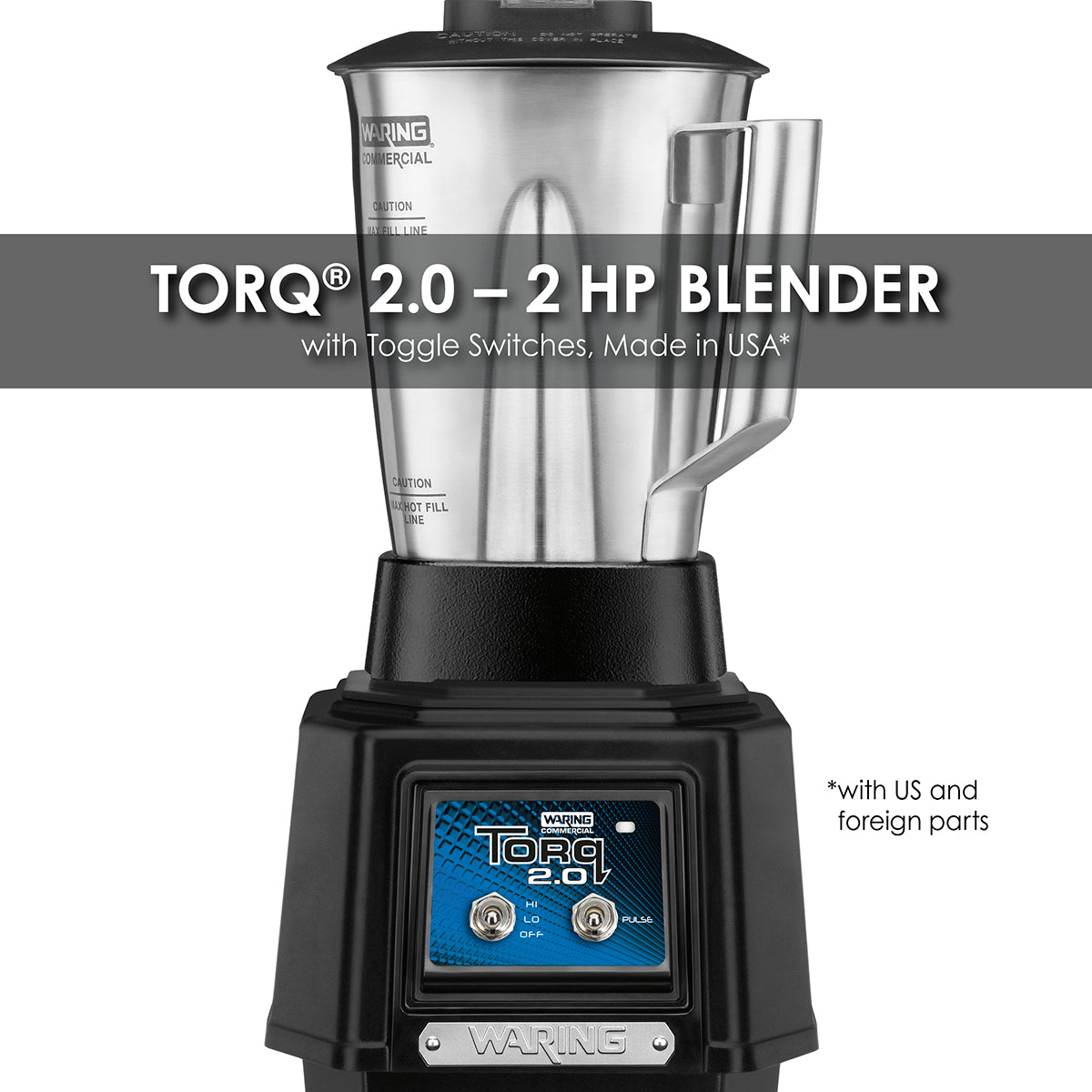 Waring TBB145S4 2 HP Blender, Toggle Switches, with 48 oz. BPA-Free Stainless Steel Container