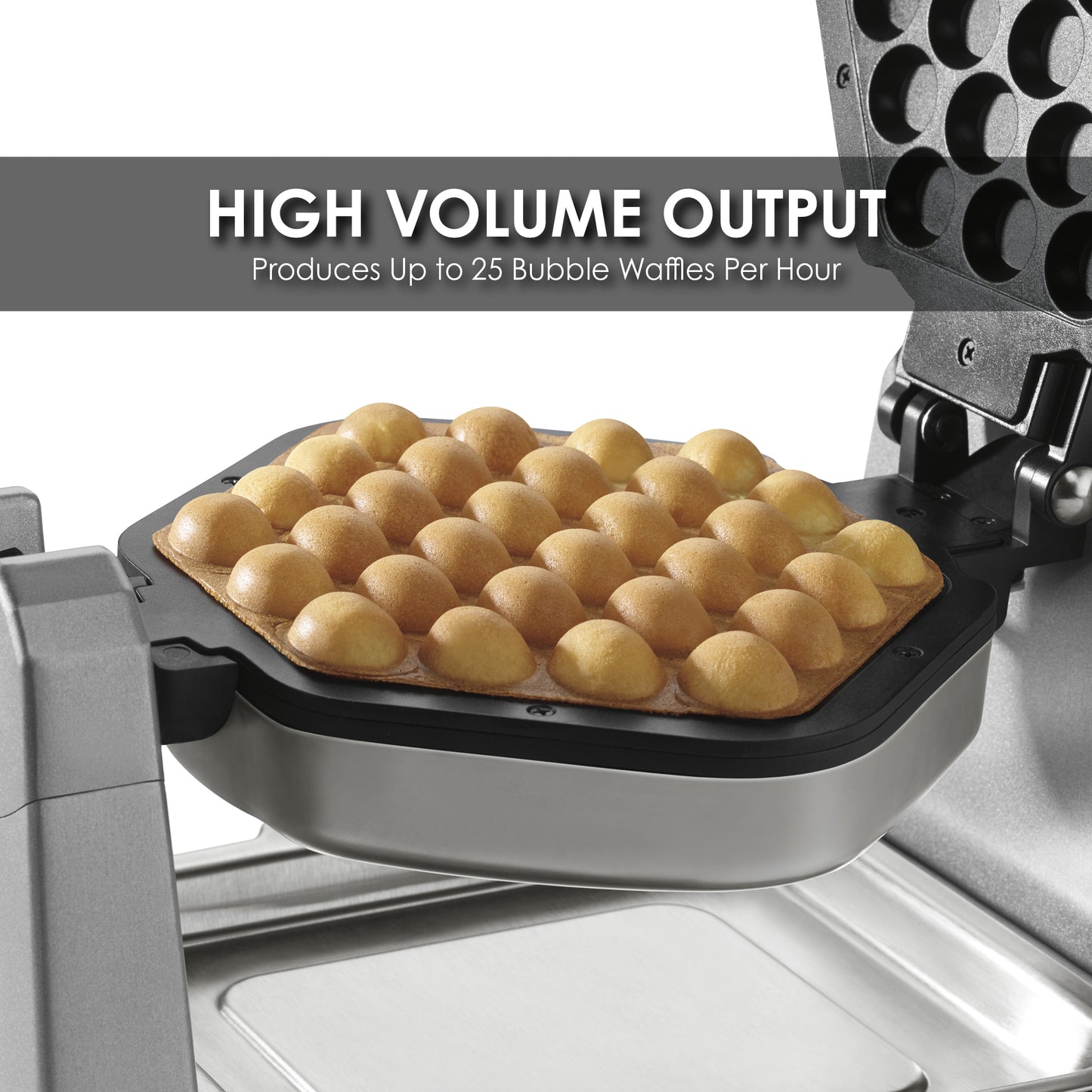 Waring WBW300X Heavy-Duty Bubble Waffle Maker with Serviceable Plates — 120V, 1200 Watts