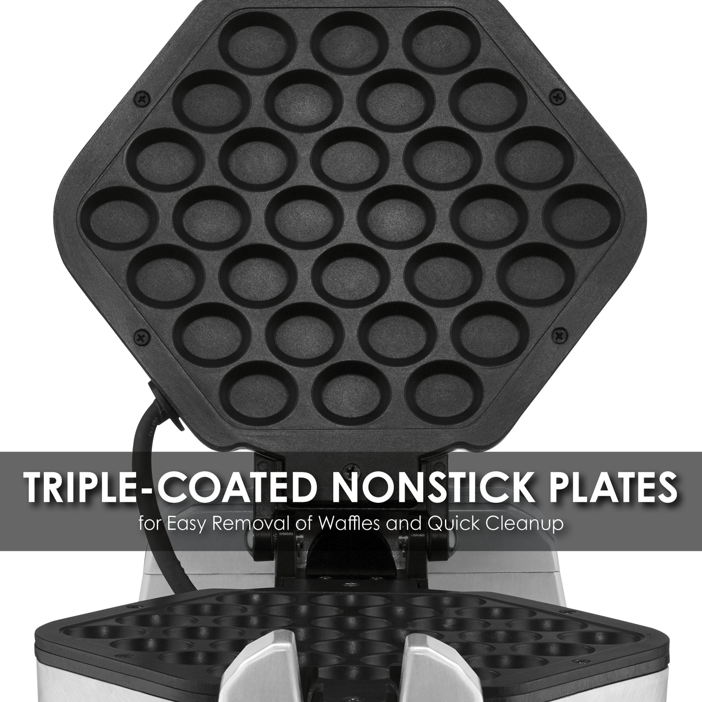 Waring WBW300X Heavy-Duty Bubble Waffle Maker with Serviceable Plates — 120V, 1200 Watts