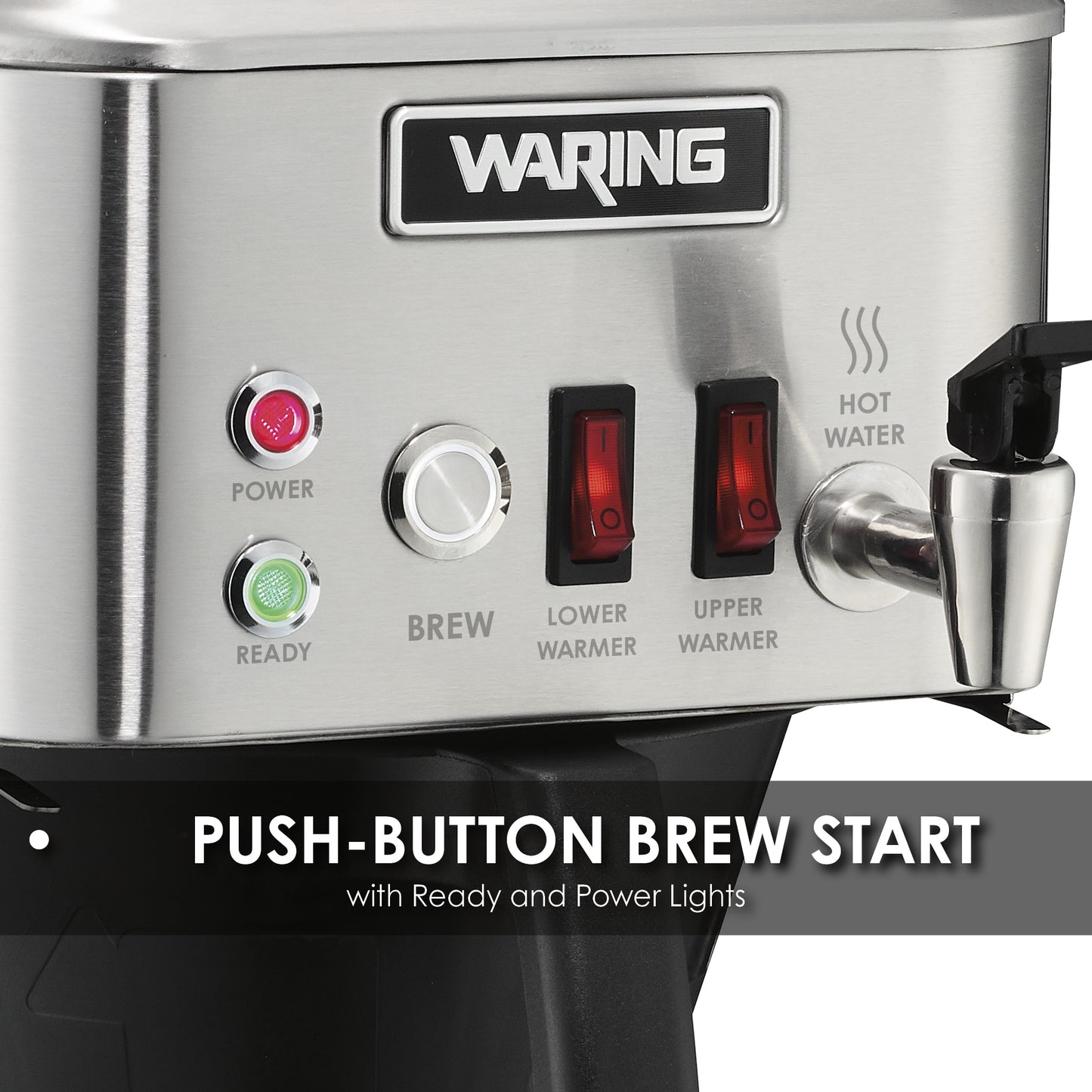 Waring WCM50P Automatic Coffee Brewer, Two Warmers, Hot Water Faucet