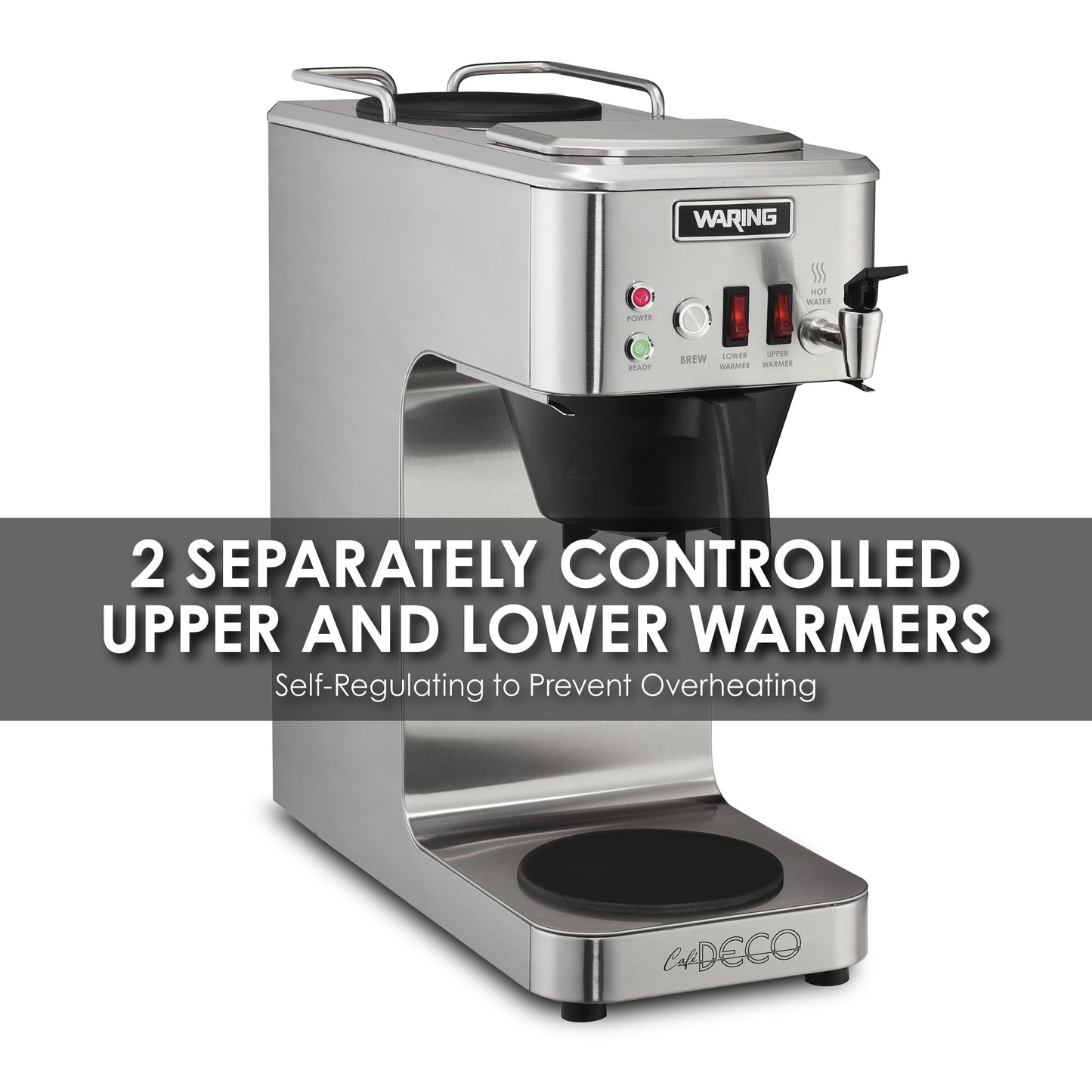 Waring WCM50P Automatic Coffee Brewer, Two Warmers, Hot Water Faucet