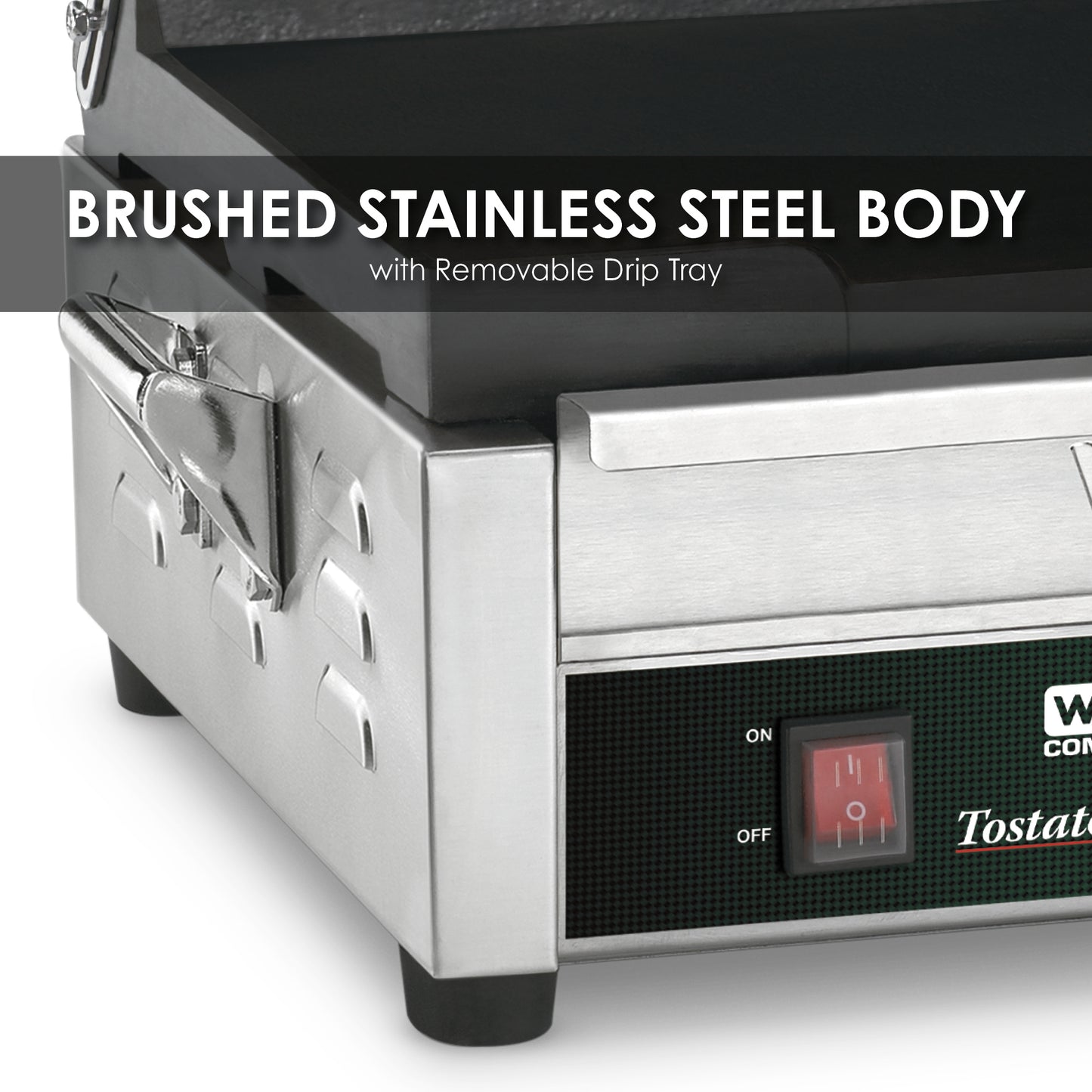 Waring WDG250 Dual Grill — Ribbed Top Plate, Flat Bottom Plate — 120V (14.5" x 11" cooking surface)