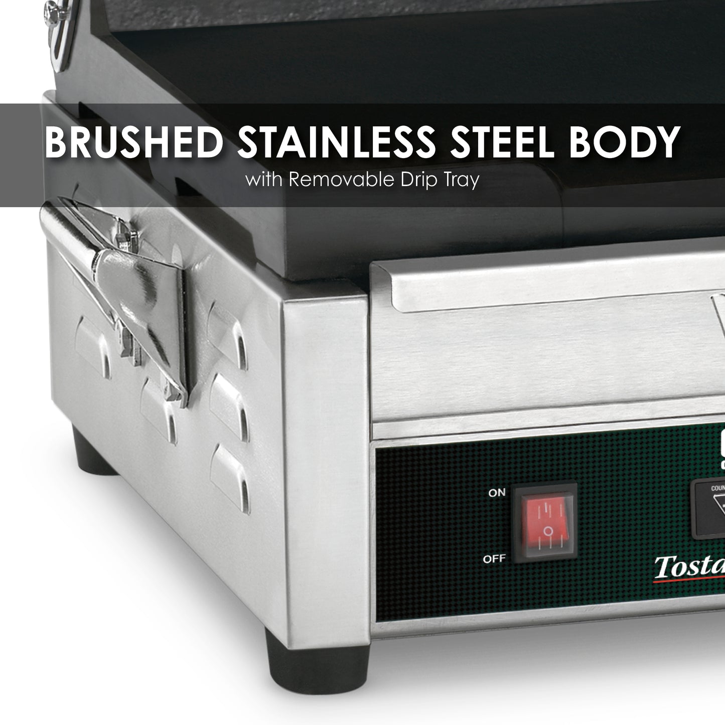 Waring WDG250T Dual Grill — Ribbed Top Plate, Flat Bottom Plate with Timer — 120V (14.5" x 11" cooking surface)