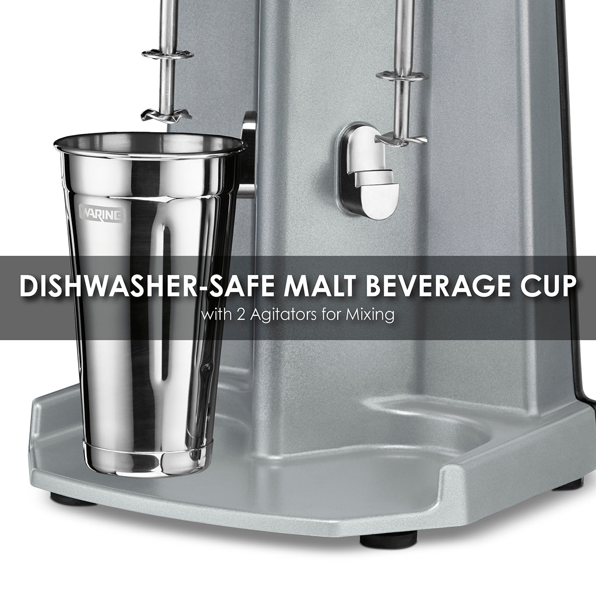 Waring WDM240TX Heavy-Duty Double-Spindle Drink Mixer with Timer, 2 Cups Included