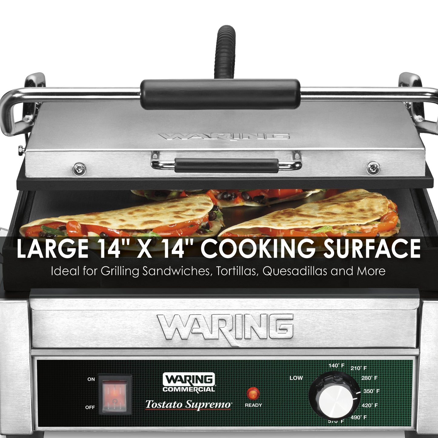 Waring WFG275 Full-Sized 14" x 14" Flat Toasting Grill — 120V (14" x 14" cooking surface)