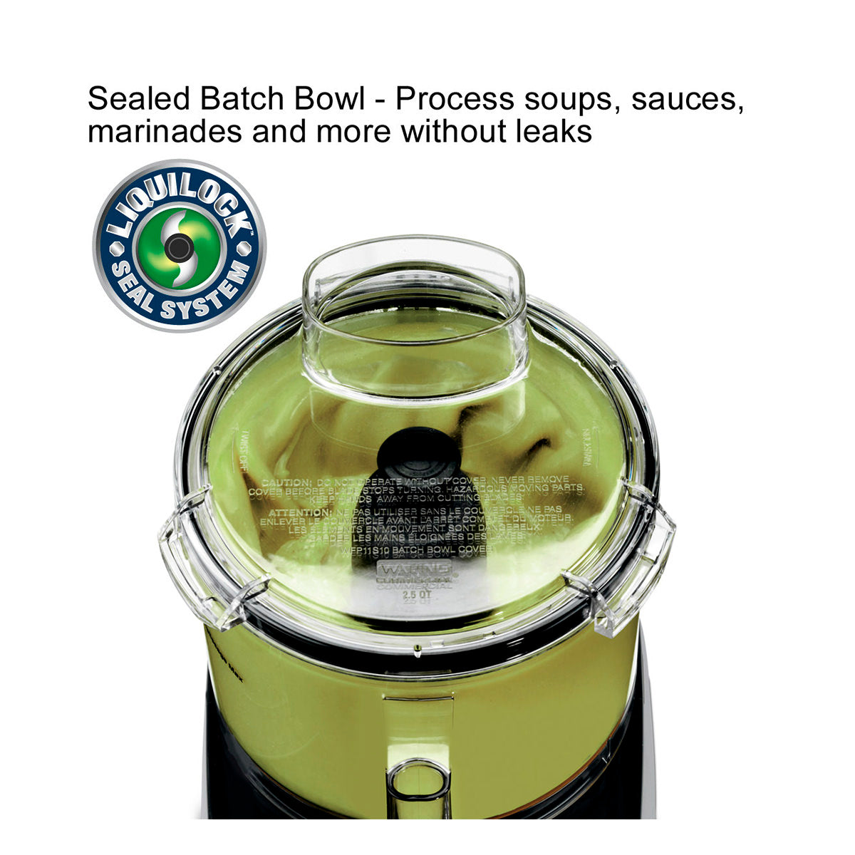 Waring WFP11SW 2.5-Qt. Bowl Cutter Mixer with Flat Lid and LiquiLock® Seal System