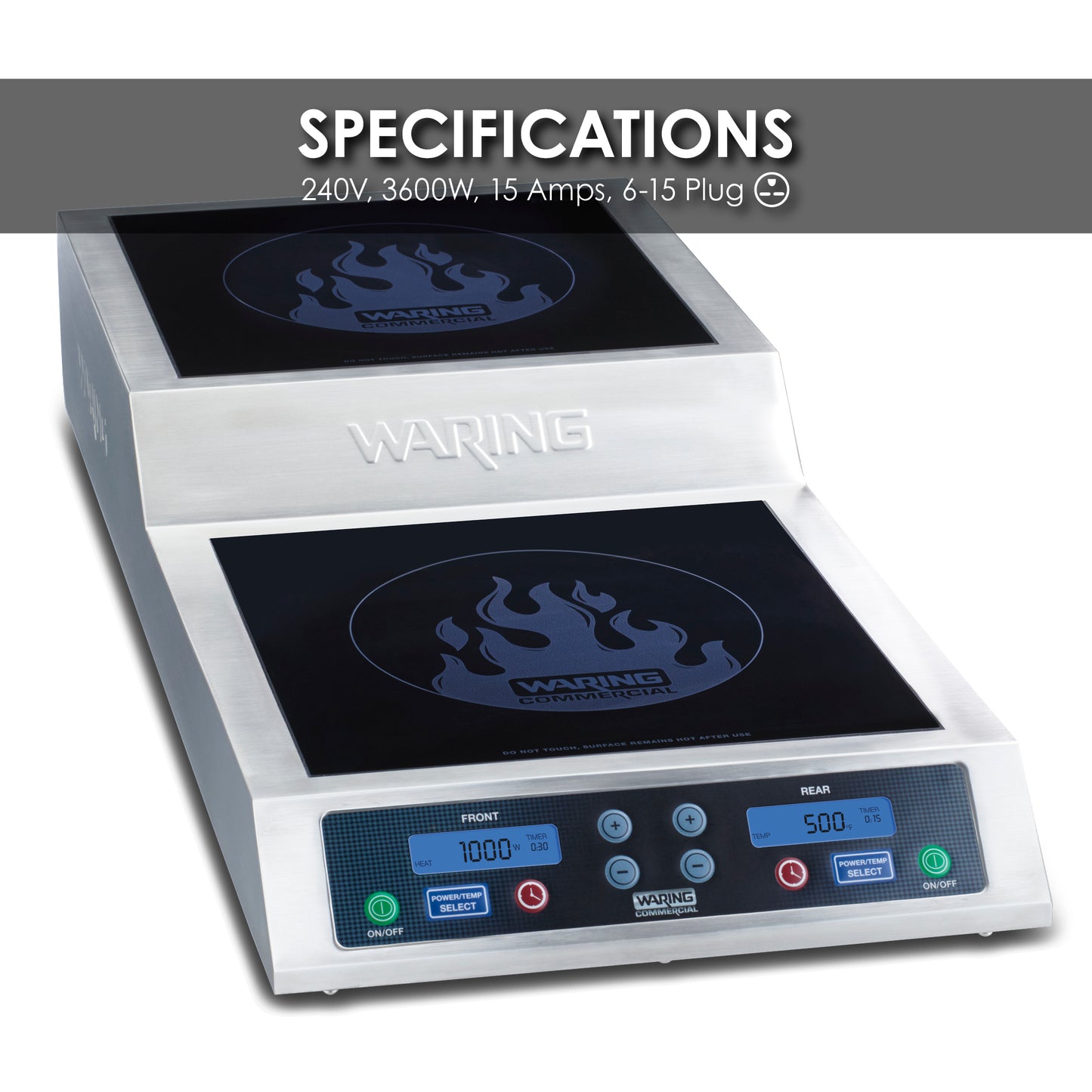 Waring WIH800 Heavy-Duty Commercial Double Induction Range, 208/240V, 3600W