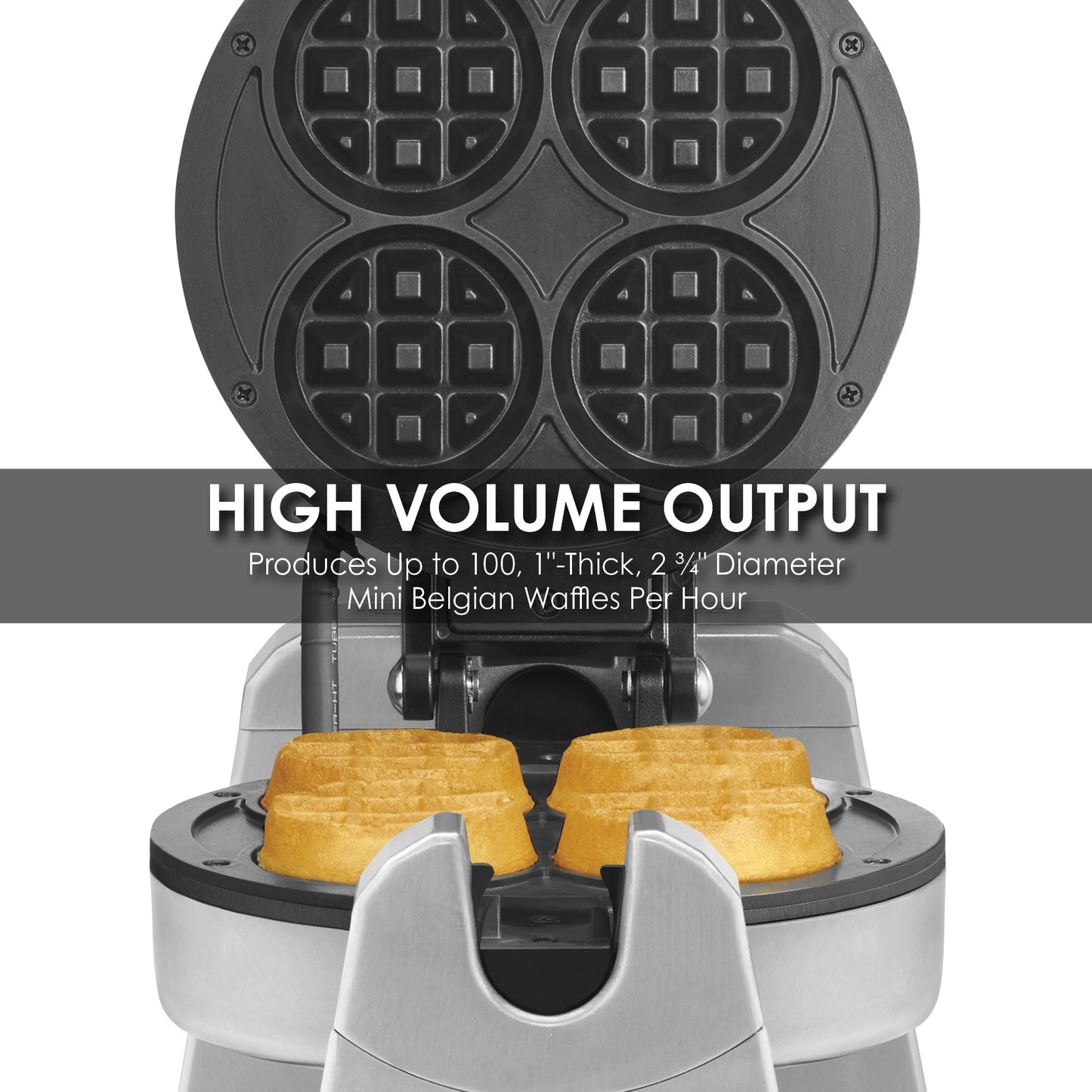 Waring WMB400X Heavy-Duty Mini-Belgian Waffle Maker with Serviceable Plates — 120V, 1200 Watts