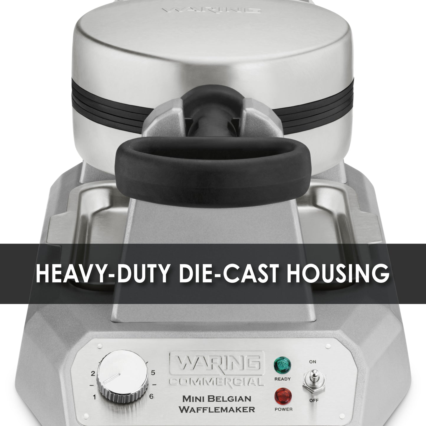 Waring WMB400X Heavy-Duty Mini-Belgian Waffle Maker with Serviceable Plates — 120V, 1200 Watts