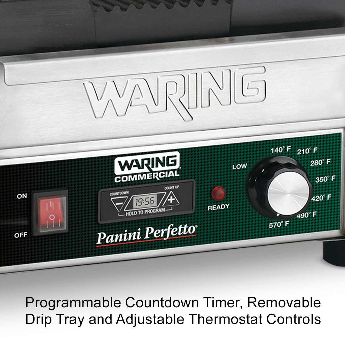 Waring WPG150TB Panini Perfetto® Compact Panini Grill with Timer — 208V (9.75" x 9.25" cooking surface)