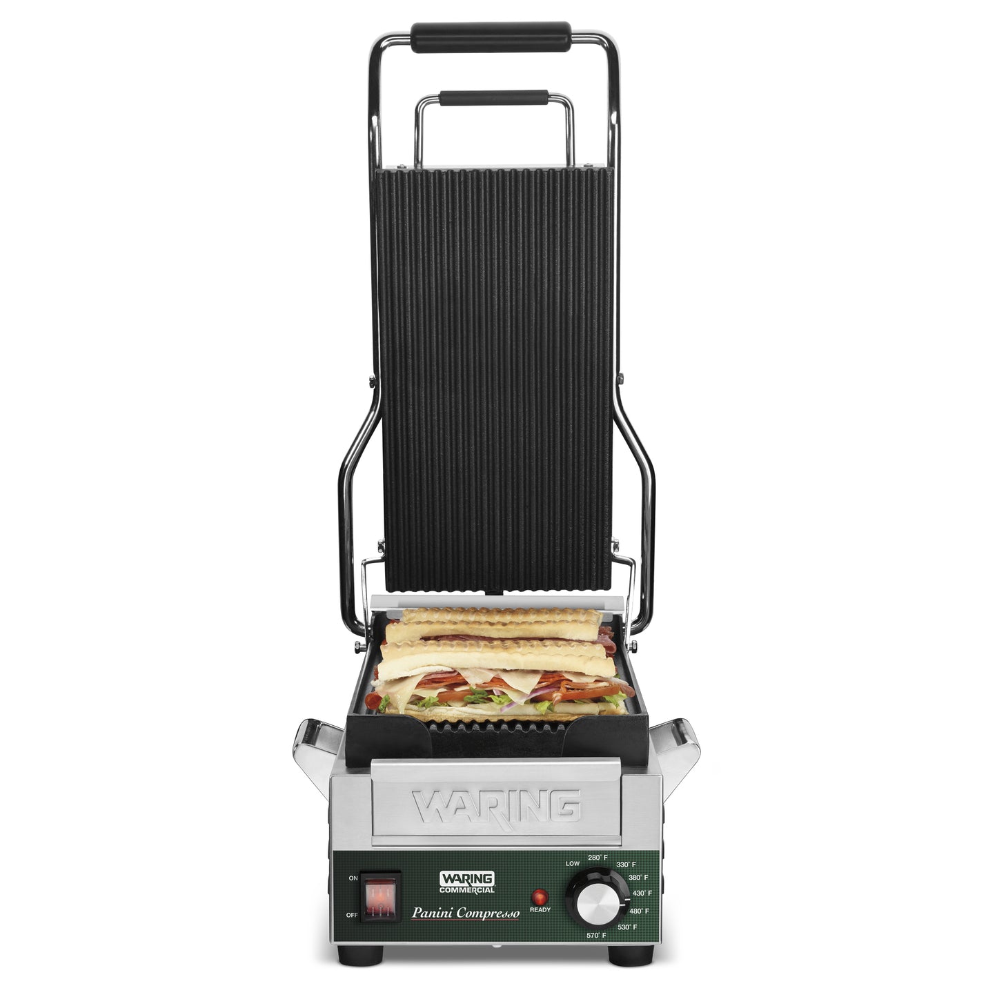 Waring WPG200 Panini Compresso™ - Slimline Panini Grill— 120V (14.5" x 7.75" cooking surface)