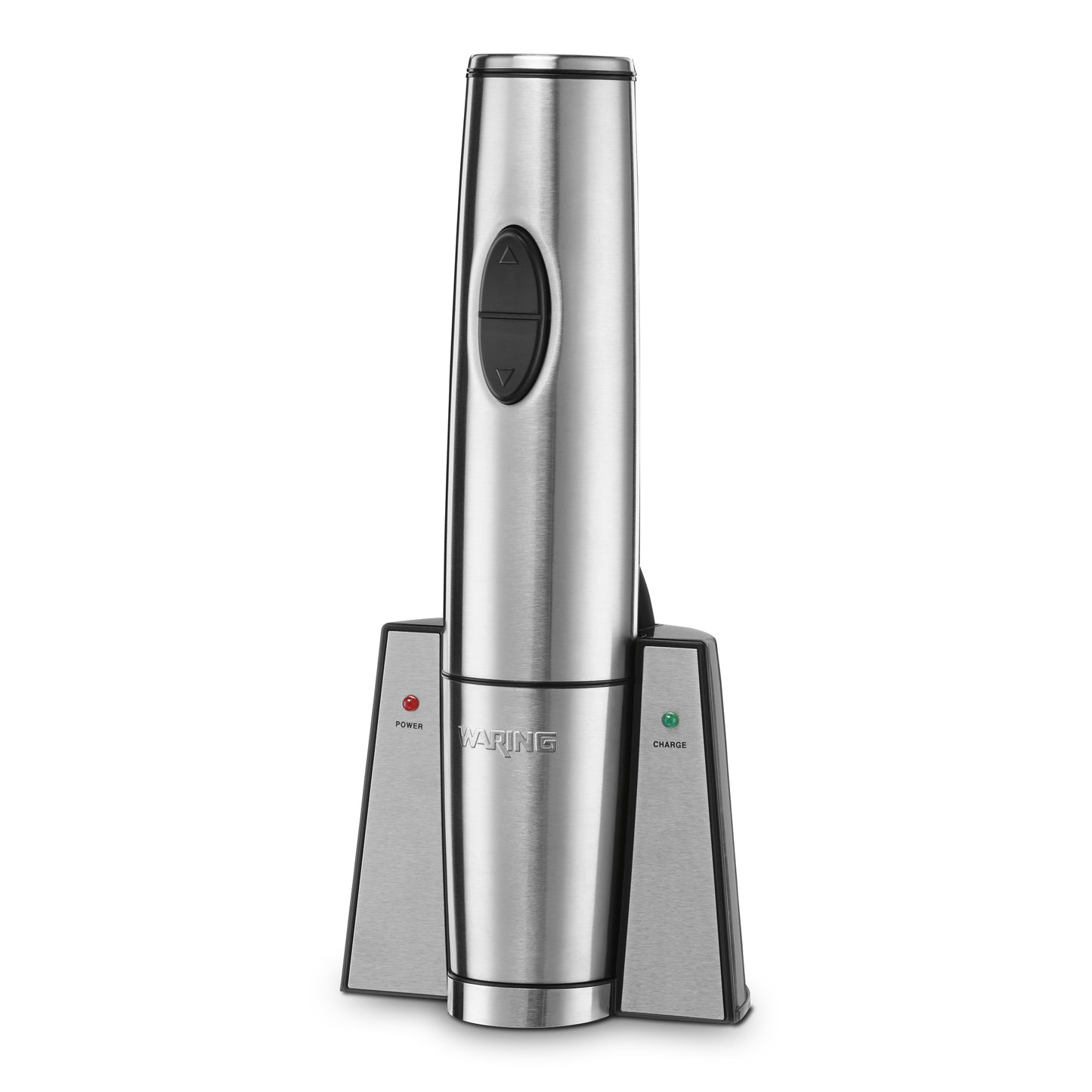 Waring WWO120 Cordless Rechargeable Wine Bottle Opener, Stainless Steel, 2 Augers