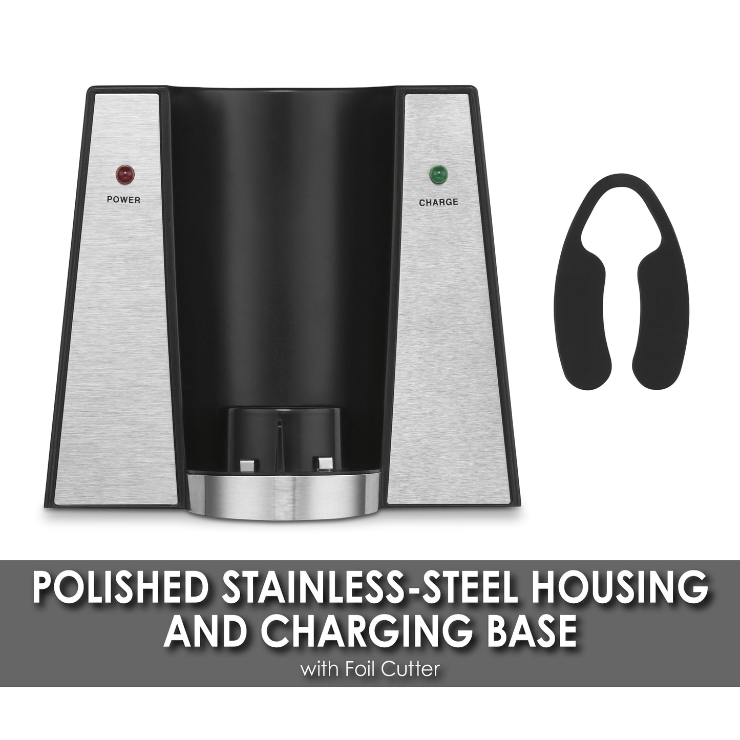 Waring WWO120 Cordless Rechargeable Wine Bottle Opener, Stainless Steel, 2 Augers