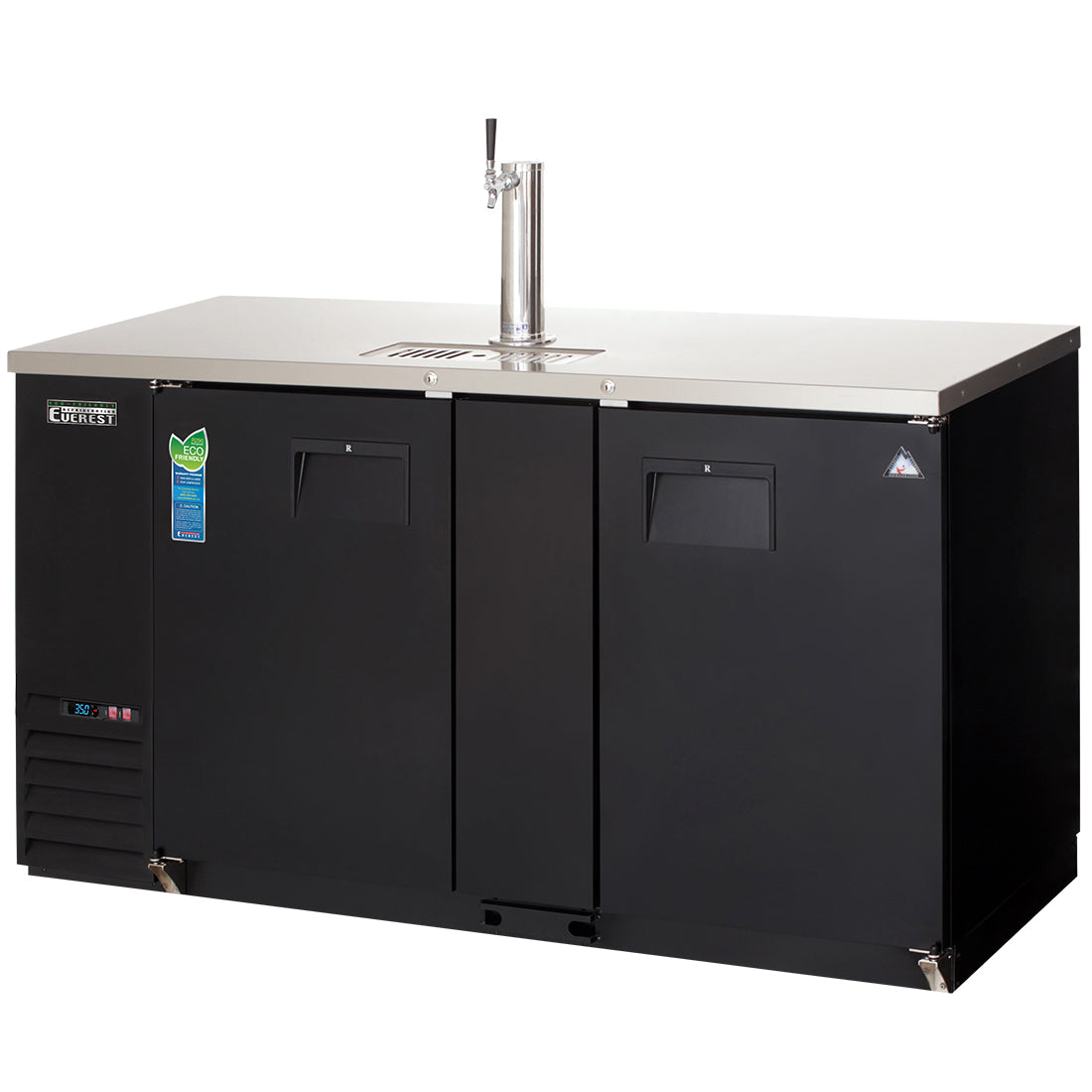 Everest Refrigeration EBD3-BB 2 Door Back Bar & Beer Dispenser, 68" (One 1-Faucet Tower) - Black Exterior