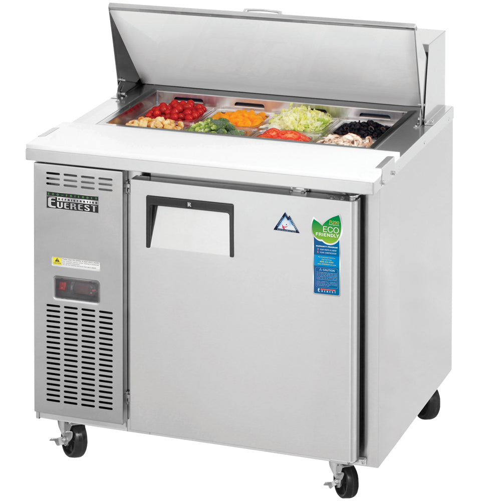 Everest Refrigeration EPR1-24 1 Door Sandwich Prep Table 35 1/2" Length, 24" Depth