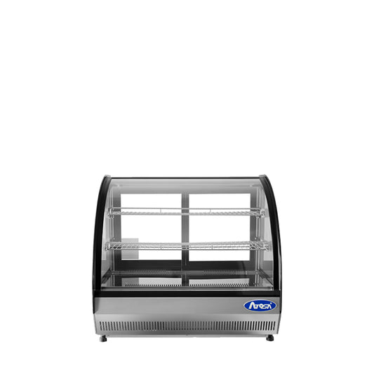 Atosa CRDC-35 Countertop Refrigerated Display Curved, 3.5 Cu Ft Dimension: 27-3/5 W * 22-1/10 D * 26-2/5 H