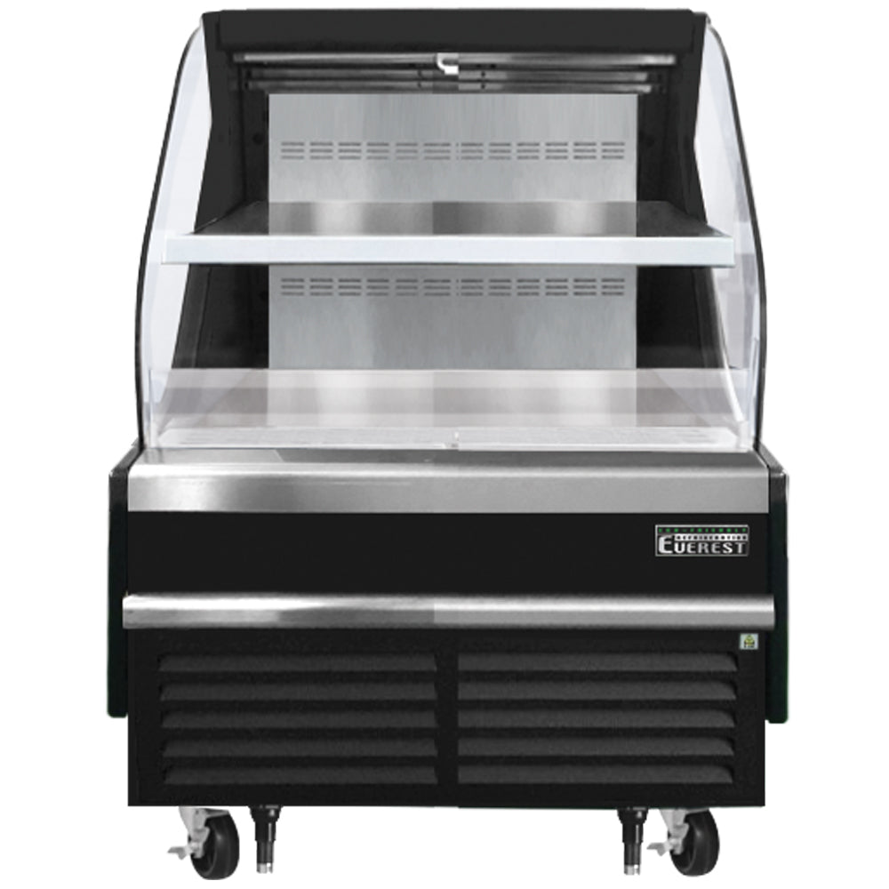 Everest Refrigeration EOMH-36-B-35-T Horizontal Open Air Merchandiser - Black Exterior