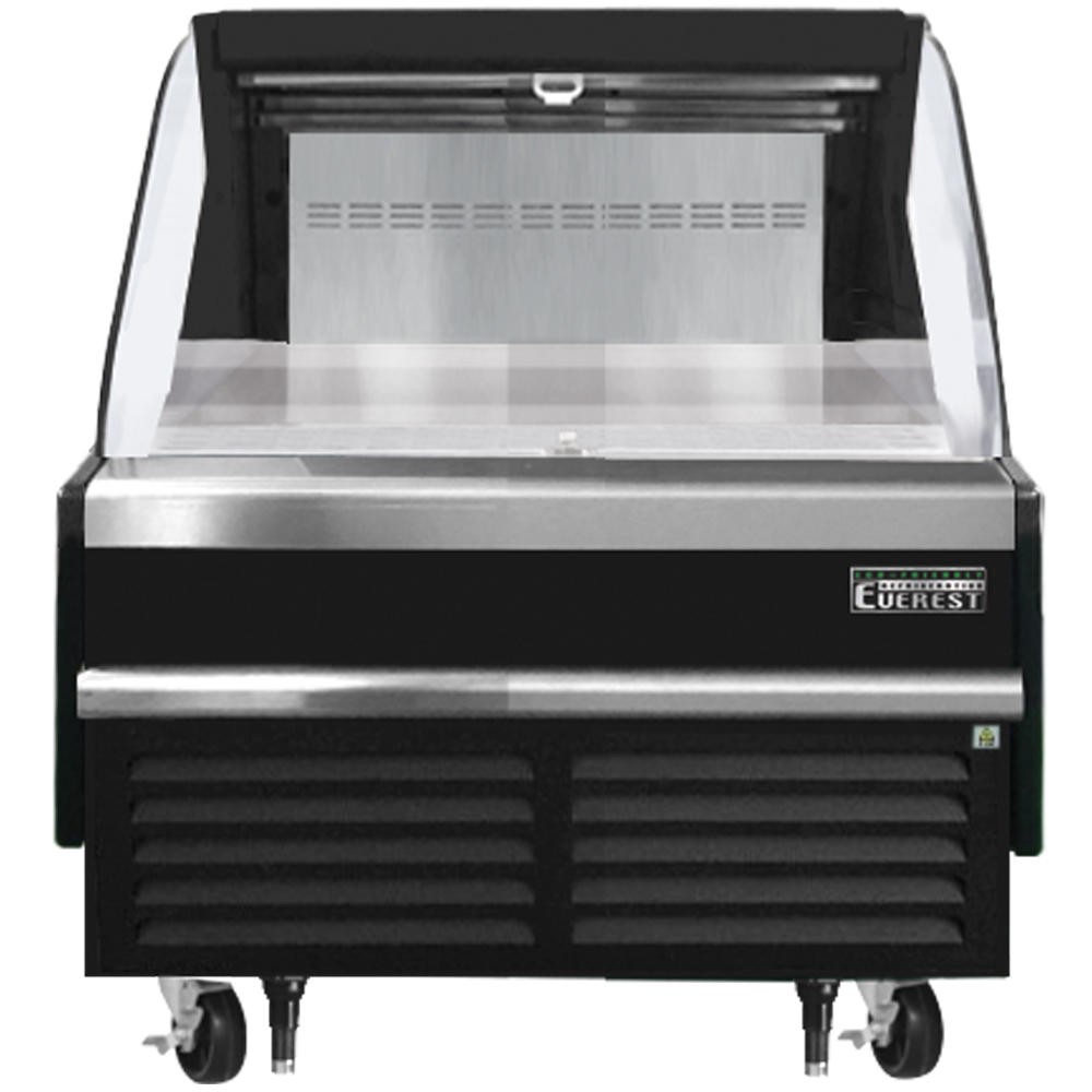 Everest Refrigeration EOMH-36-B-35-S Horizontal Open Air Merchandiser - Black Exterior