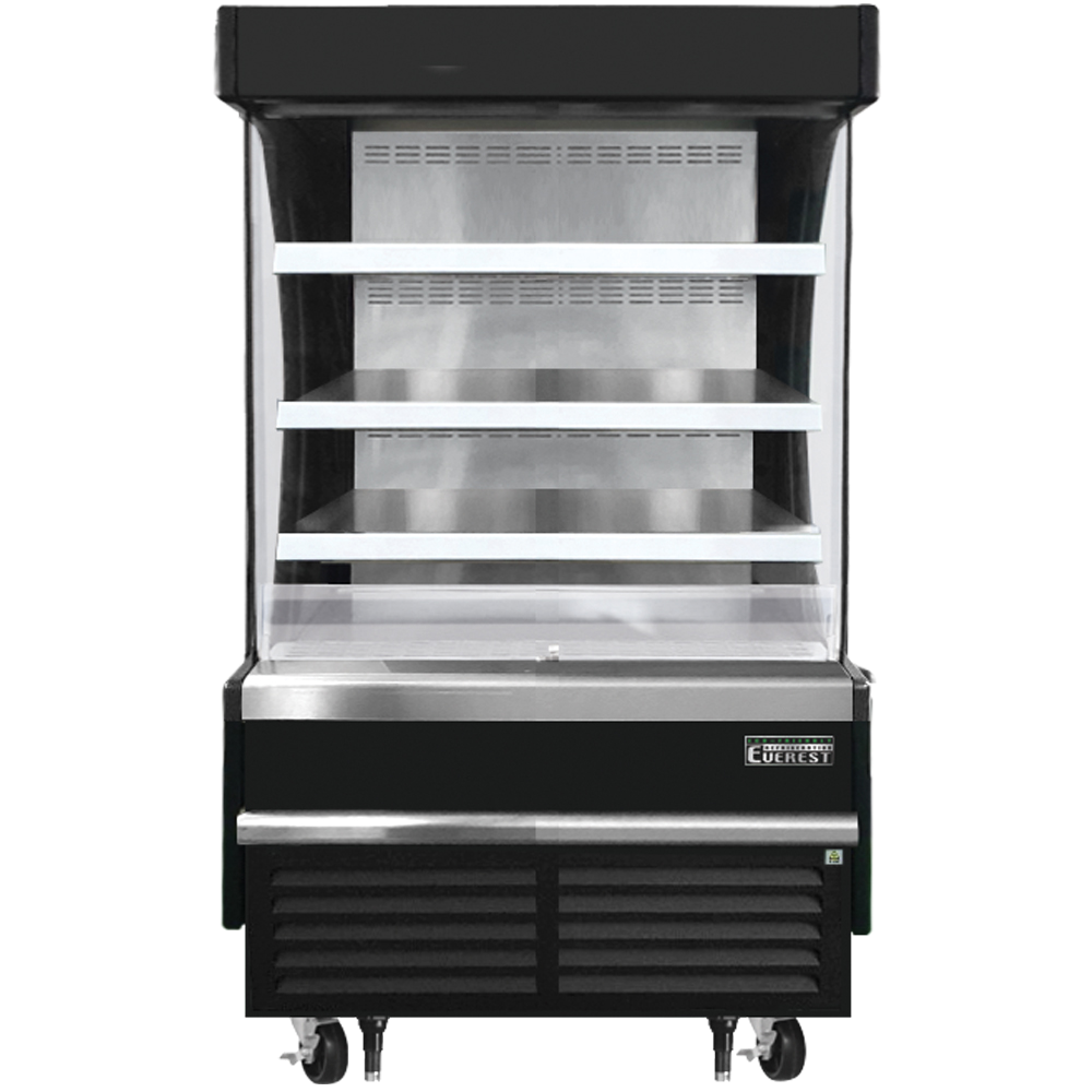 Everest Refrigeration EOMV-48-B-28-S Vertical Open Air Merchandiser - Black Exterior