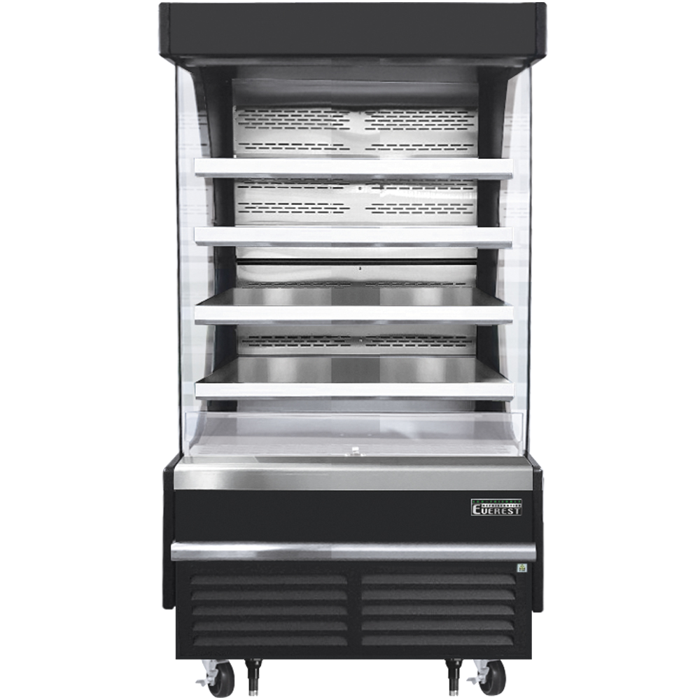 Everest Refrigeration EOMV-36-B-35-T Vertical Open Air Merchandiser - Black Exterior