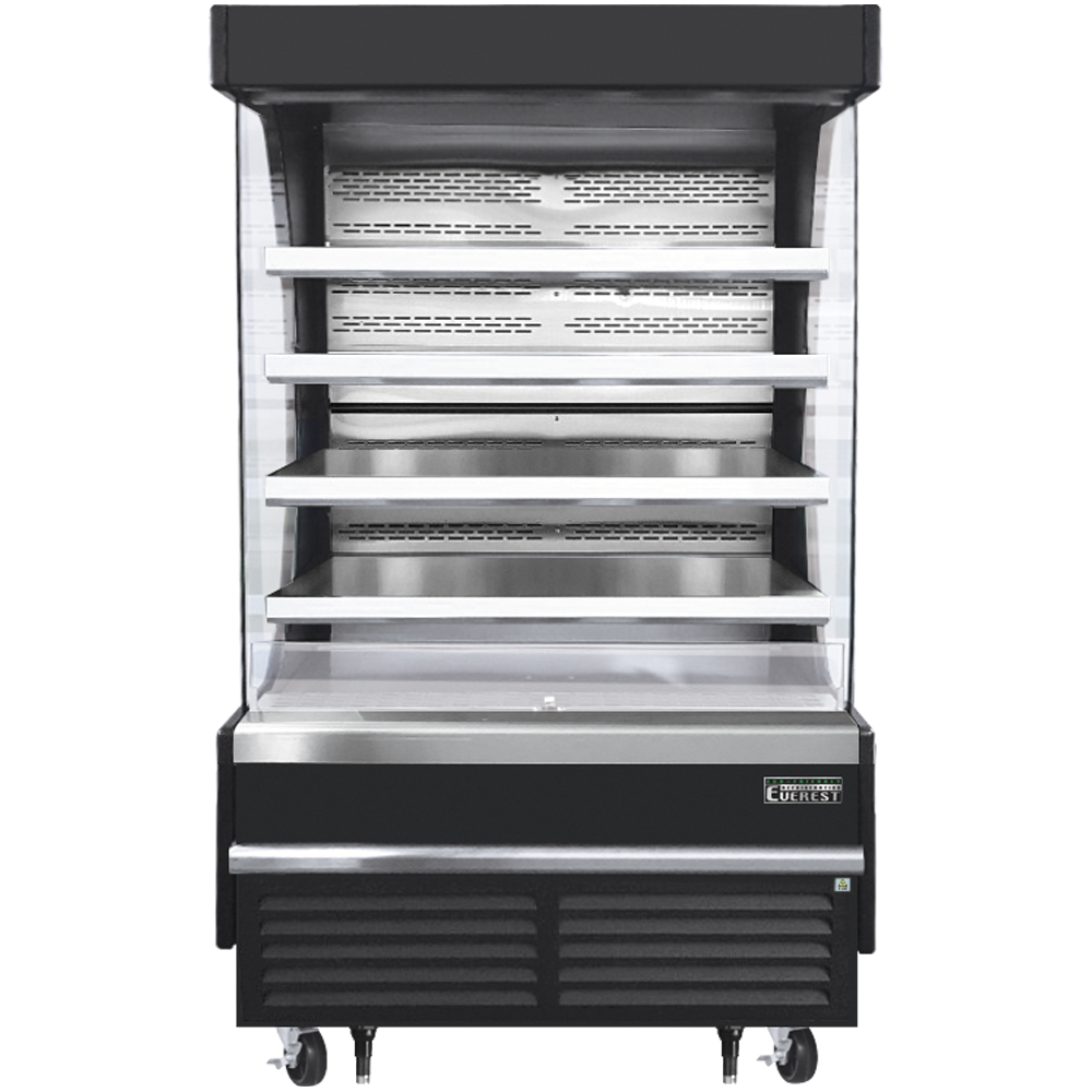 Everest Refrigeration EOMV-48-B-35-T Vertical Open Air Merchandiser - Black Exterior