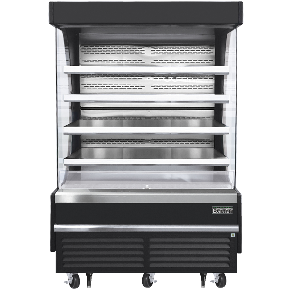 Everest Refrigeration EOMV-60-B-28-T Vertical Open Air Merchandiser - Black Exterior