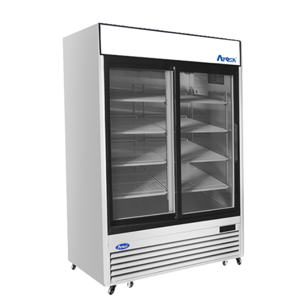 Atosa MCF8709GR Bottom Mount (2) Sliding Glass Door S/S In/Out Refrigerator