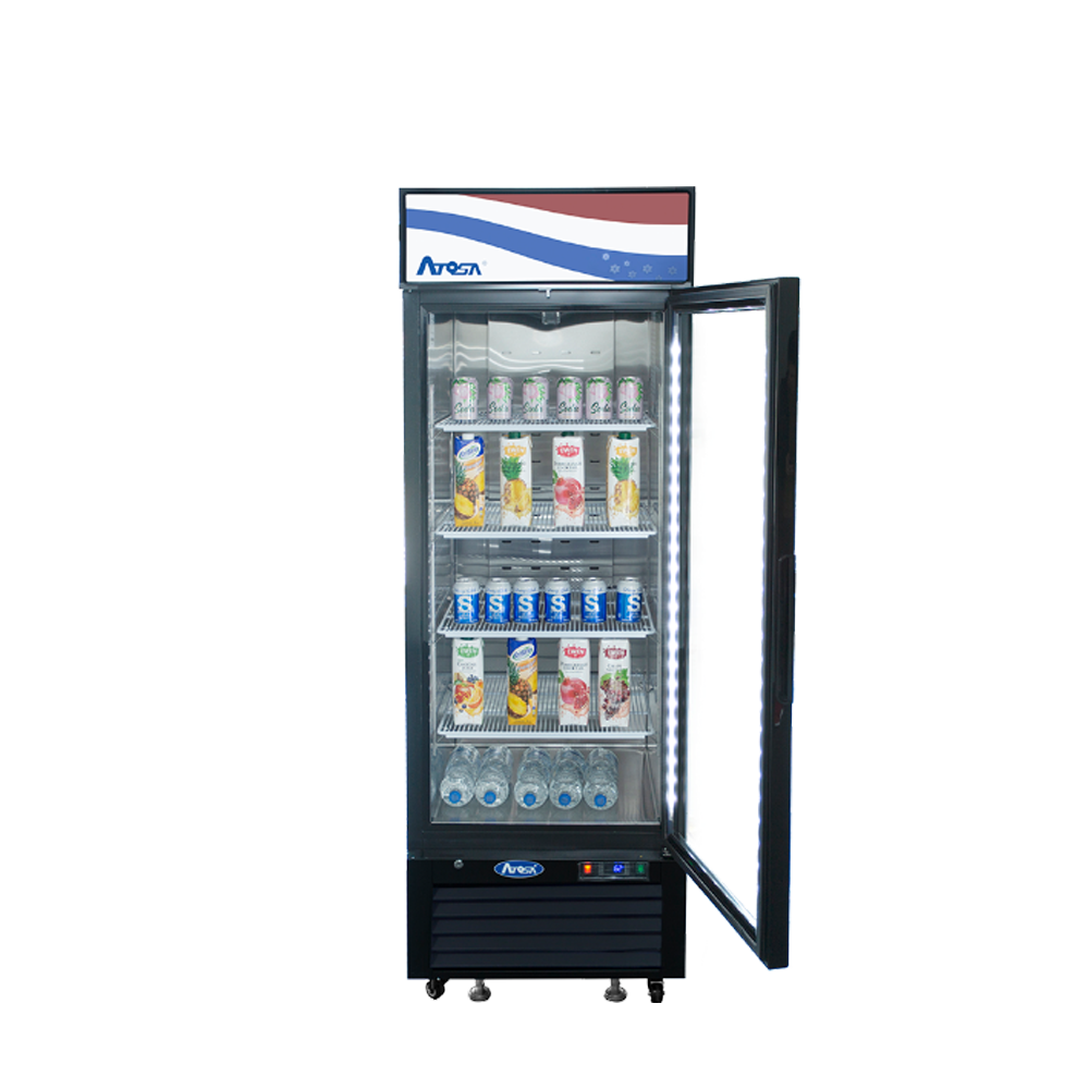 Atosa MCF8722GR Bottom Mount (1) Glass Door Refrigerator 19.39 cu ft - Black Cabinet