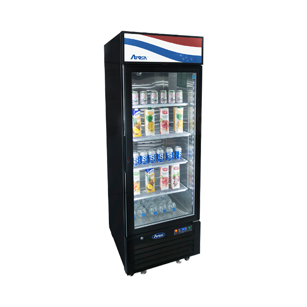 Atosa MCF8722GR Bottom Mount (1) Glass Door Refrigerator 19.39 cu ft - Black Cabinet