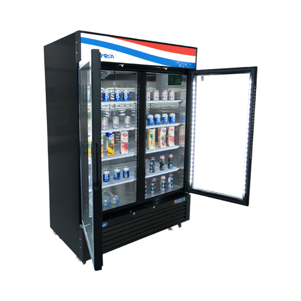 Atosa MCF8723GR Bottom Mount (2) Glass Door Refrigerator 43.95 cu ft - Black Cabinet
