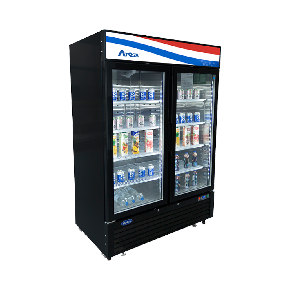 Atosa MCF8723GR Bottom Mount (2) Glass Door Refrigerator 43.95 cu ft - Black Cabinet