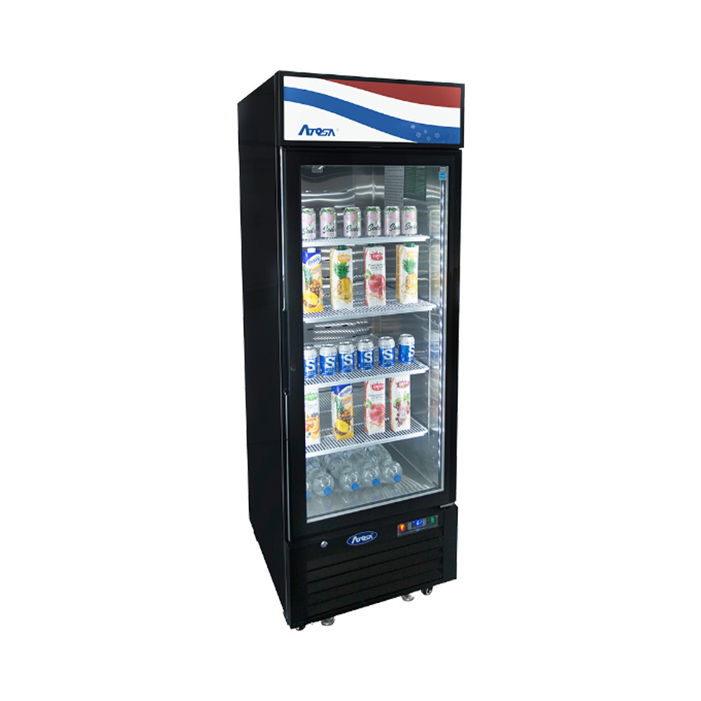 Atosa MCF8725GR Bottom Mount (1) Glass Door Refrigerator 11.1 cu ft - Black Cabinet