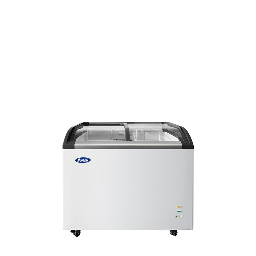 Atosa MMF9110 Angle Curved Top Chest Freezer (Glass Arc Lid), 9 Cu Ft