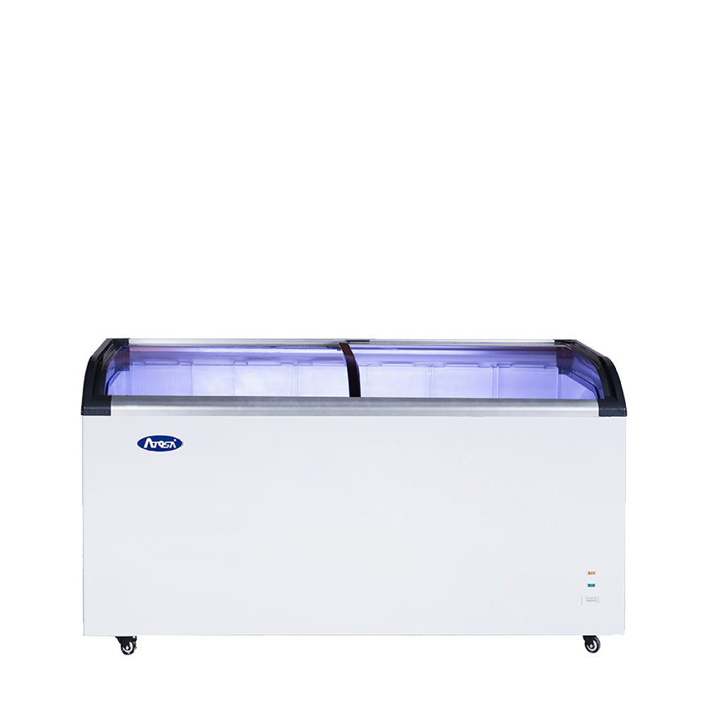 Atosa MMF9113 Angle Curved Top Chest Freezer (Glass Arc Lid), 12 Cu Ft