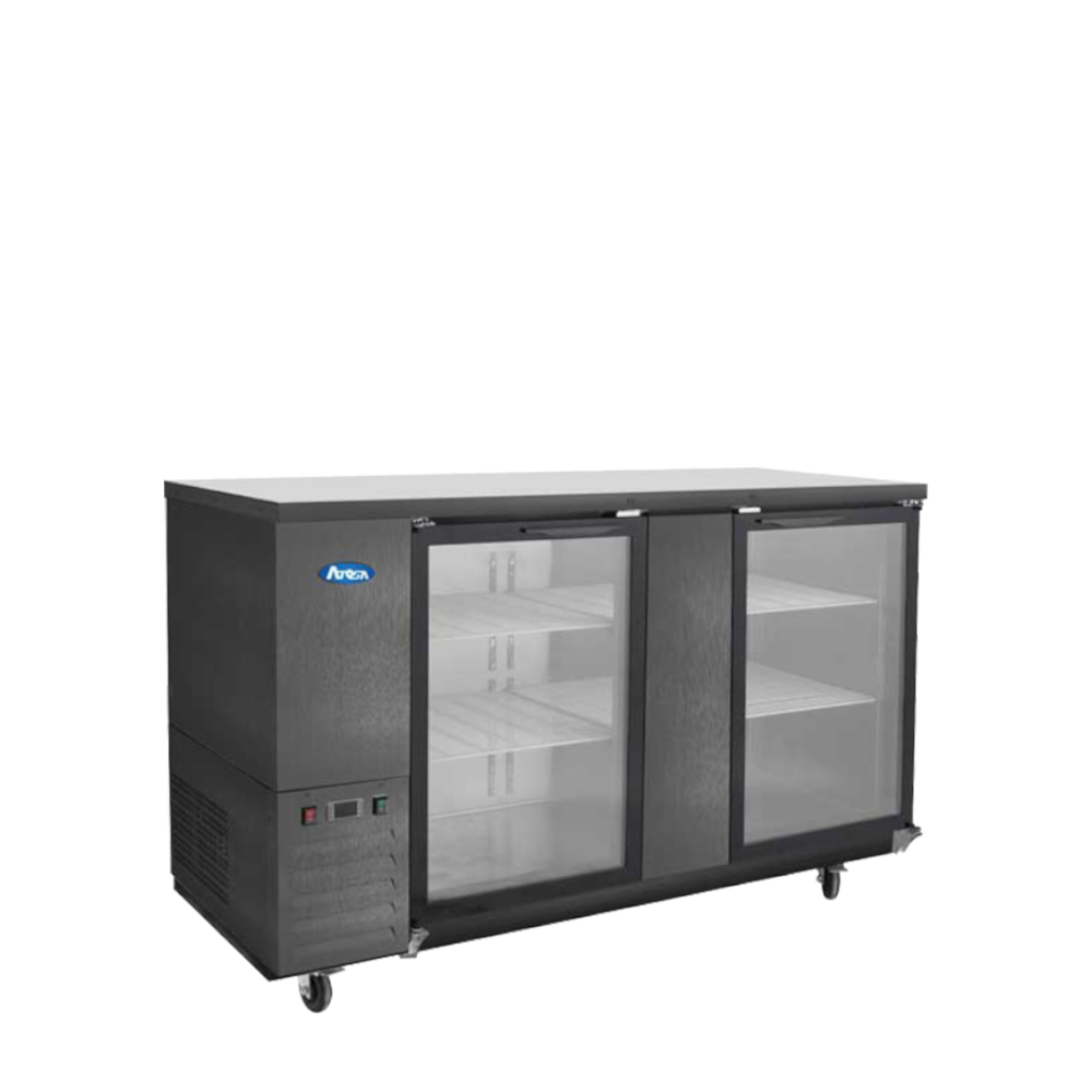 Atosa SBB69GGRAUS2 69" Back Bar Cooler w/ Glass Door Shallow Depth (Black Exterior) Dimension: 68 W * 24-1/2 D * 40-1/10 H